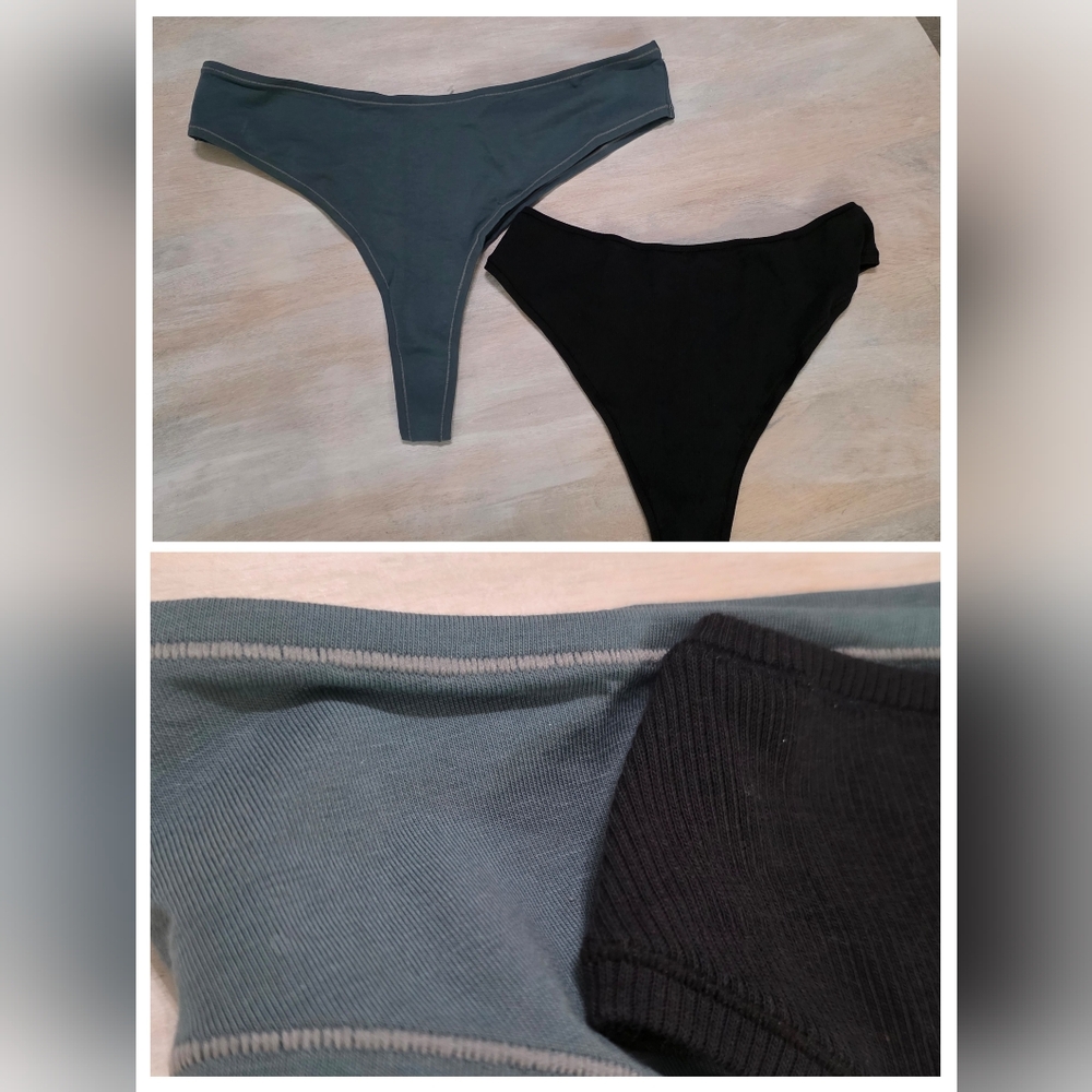 2pcs SKIMS COTTON RIB DIPPED THONG & Jersey Dipped Thong/NWT & NWOT/ 4X